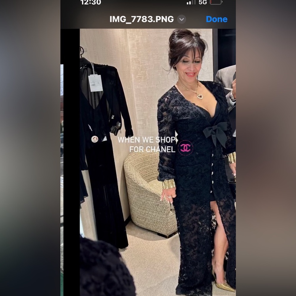Chanel couture Black and gold lace / Velvet dress